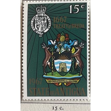 Antigua QEII 1967 15c Treaty Breda New Arms Mounted Mint MM SG 206 postage stamp