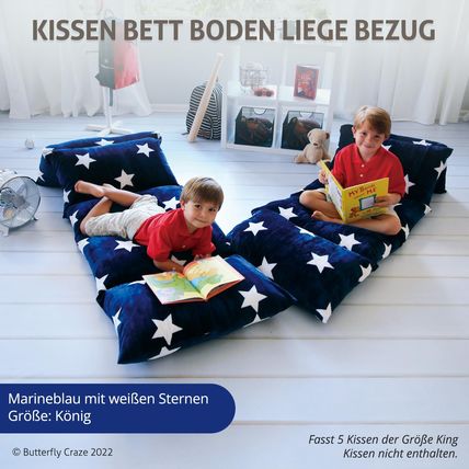 Floor Pillow Case Mattress Bed Lounger Cover Star Navy King Cozy Kids & Adults