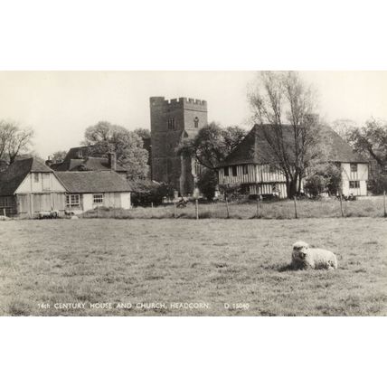 Headcorn 16th Century House & Church Kent Real Photo Postcard