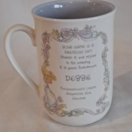 Vintage 1993 Enesco PRECIOUS MOMENTS DEBBIE COFFEE MUG Porcelain Tea Cup