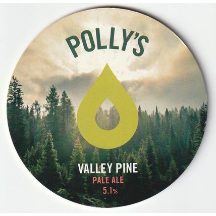 UNUSED KEG CLIP FRONT - POLLY'S BREW CO (WALES) - VALLEY PINE PALE ALE