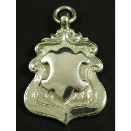 Vintage Solid Silver Pocket Watch Chain Medal Fob 1925 By Tiptaft Unengraved