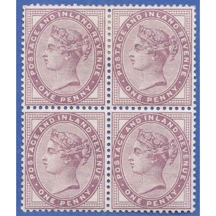 GB QV 1881 1d LILAC SG172 GMM BLOCK OF 4