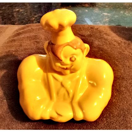 Old Vintage Original Red Wing Cookie Jar Yellow Pierre Chef 12" Tall 1944