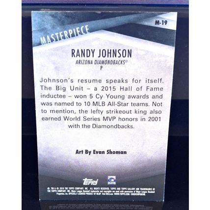 RANDY JOHNSON 2018 TOPPS GALLERY MASTERPIECE BASEBALL CARD #M-19