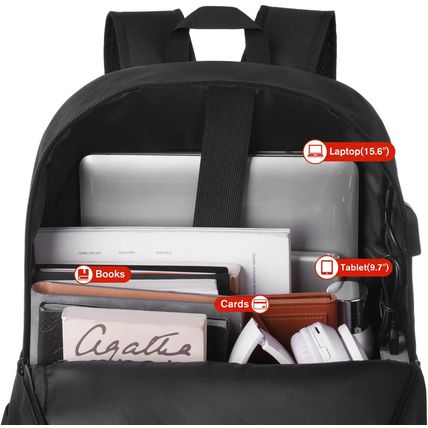 Black Backpack for Women Men,Casual School Backpack Teen Boys and Girls 15.6 Inc