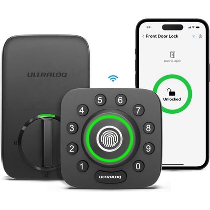 ULTRALOQ U-Bolt Pro Wifi Smart Lock with Door Sensor, 8-In-1 Keyless Entry Door