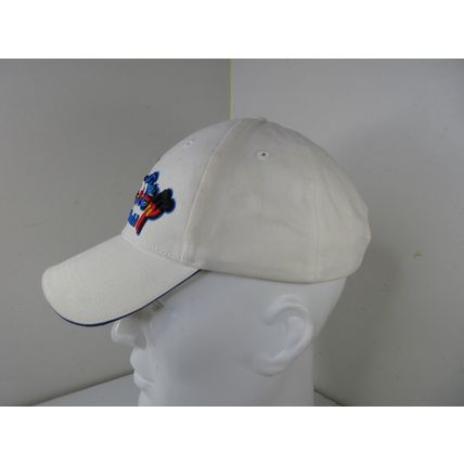 Walt Disney World White Strapback Hat Embroidered Chunky Logo Mikey Stitch Goofy