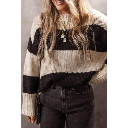Jet Stream Colorblock Loose Pullover Sweater