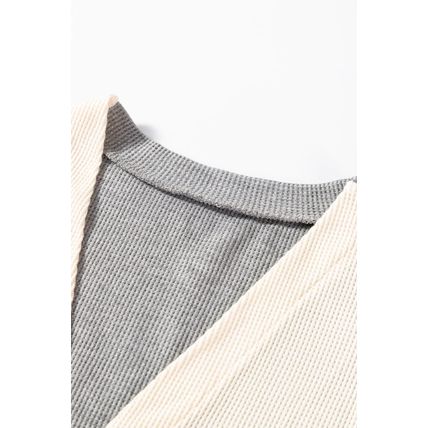 Black Stripe Colorblock Patchwork Open Front Cardigan with Pocket