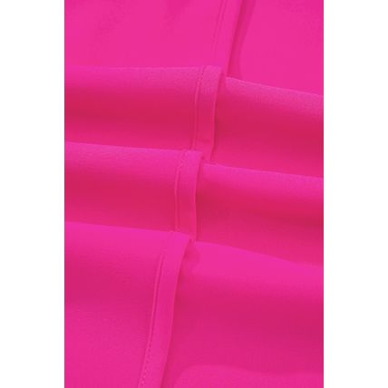 Bright Pink Seamed Back High Low Hem V Neck Cuffed Sleeve Plus Size Tee