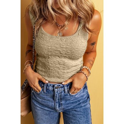 Apricot Textured U Neck Slim Fit Sweater Vest