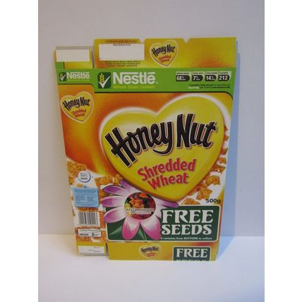 Nestle 2006 Honey Nut Shredded Wheat Cereal Box SUTTONS Free Seeds ANTIRRHINUM