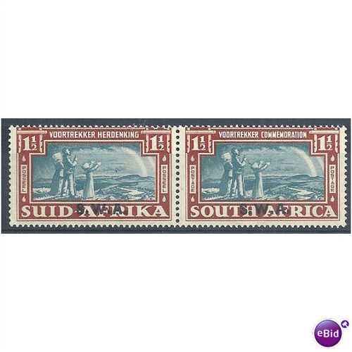 South West Africa 1939 SG110 1 1/2d Greenish-Blue & Brown Mounted Mint Pair .