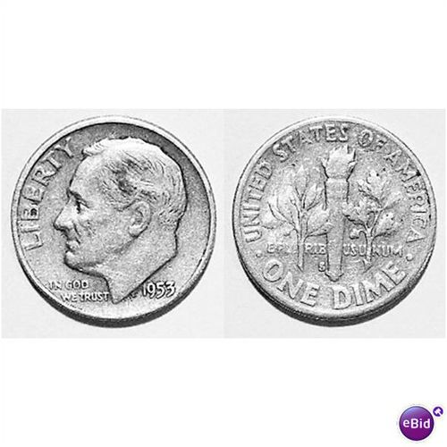 1953-S Roosevelt Silver Dime - Very Fine-