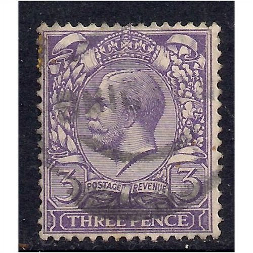 GB 1912 - 24 KGV 3d Violet used stamp WMK 100. (H923)
