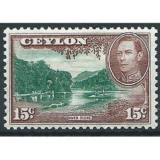 Ceylon 1938 SG390 15c Green & Red-Brown Mounted MInt ... .