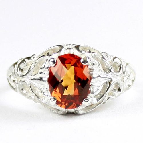 Created Padparadsha Sapphire, 925 Sterling Silver Ring, SR113