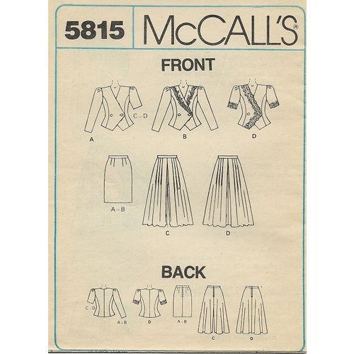 McCalls 5815 Sewing Pattern Misses Two Piece Dress Size 6 8 10 ca. 1992 Used