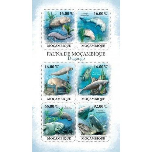 MOZAMBIQUE 2011 SHEET MNH DUGONGS DUGONGOS MARINE LIFE 4