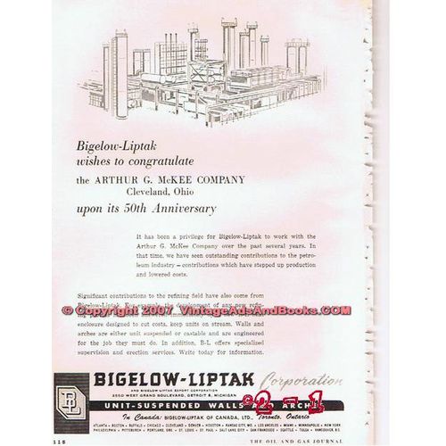 BIGELOW-LIPTAK CORP 1955 gas oil suspended walls arches vintage ad