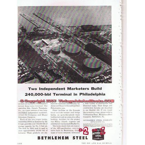 BETHLEHEM STEEL COMPANY 1955 Allied Oil Major Petroleum vintage ad