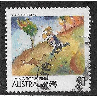 AUS 1988 $1.00 'LIVING TOGETHER - RESCUE AND EMERGENCY' FINE USED (EBID67-236)