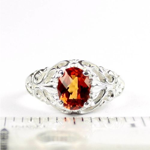 Created Padparadsha Sapphire, 925 Sterling Silver Ring, SR113