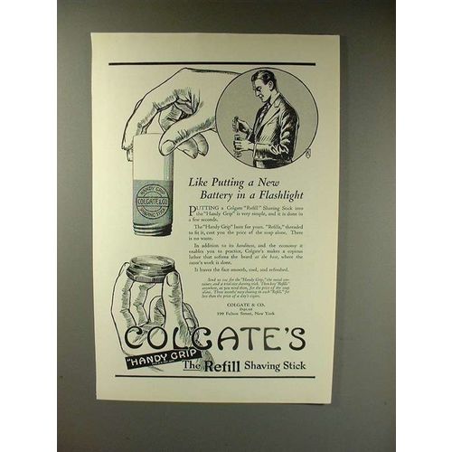 1923 Colgate's Shaving Stick Ad - Like New Battery