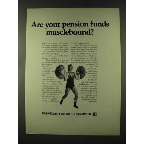 1973 Manufacturers Hanover Ad - Pension Musclebound