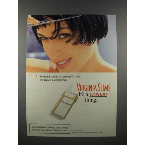 1996 Virginia Slims Cigarette Ad - What You Do To Hair?