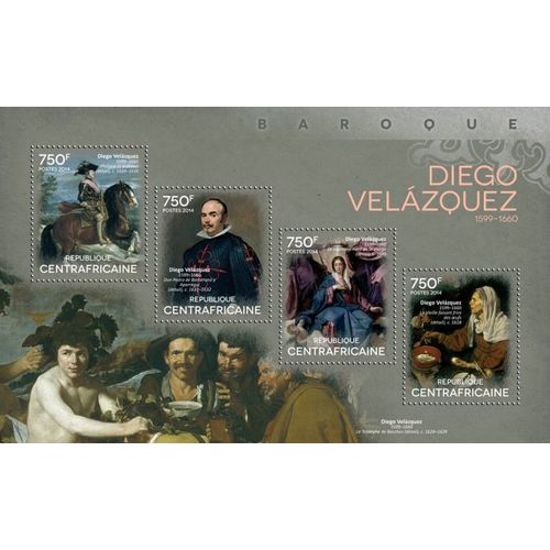 CENTRAL AFRICA 2014 SHEET MNH VELAZQUEZ ART PAINTINGS ARTE PINTURAS 3