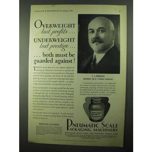 1931 Pneumatic Scale Packaging Machinery Ad - French's