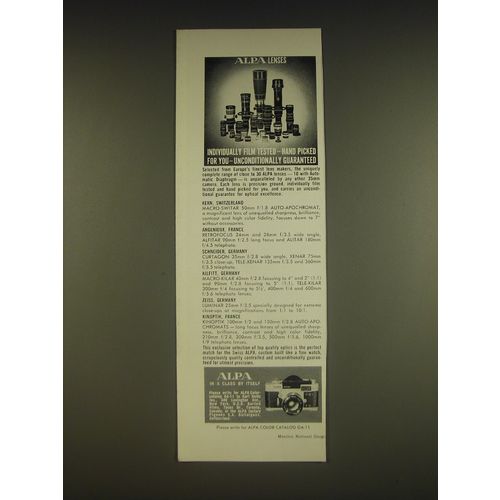 1963 Alpa Cameras and Lenses Advertisement - Individually film tested