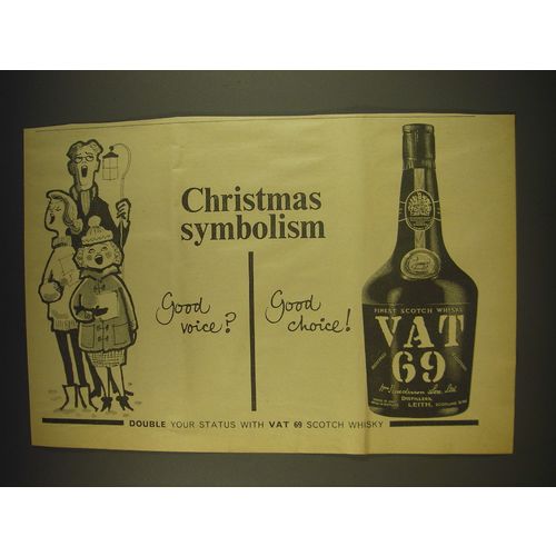 1963 Vat 69 Scotch Ad - Christmas symbolism