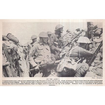 IN THE TRENCHES. training?, 1916 WW1 photograph from magazine.
