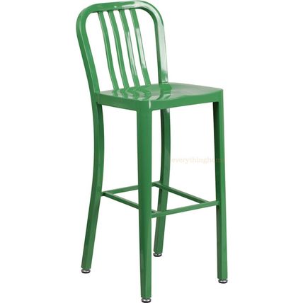 Mid-Century Green 'Navy' Style Bar Stool Cafe Patio Chair In-Outdoor Commercial