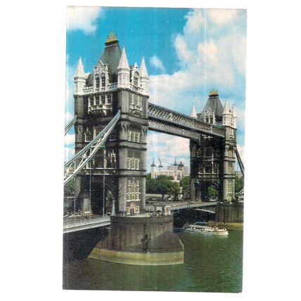 TOWER BRIDGE , LONDON used vintage postcard 1970 postmark.. =