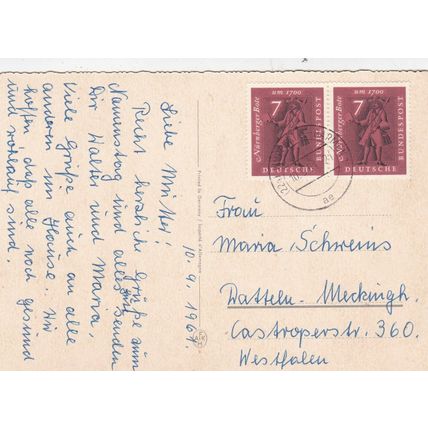 Name Day Flowers Germany Postcard posted 1961 VGC