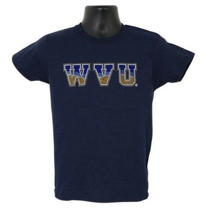 West Virginia Mountaineers Ladies Rhinestone Tee Shirt Medium