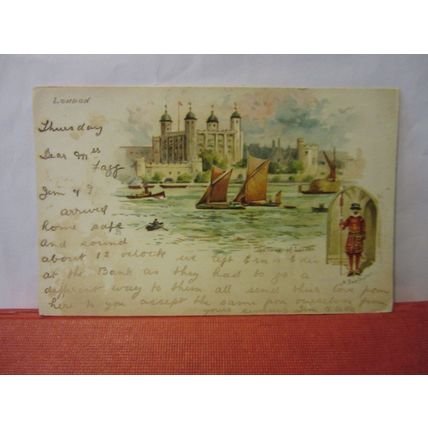 lovely old LONDON used antique postcard 1907 pm /