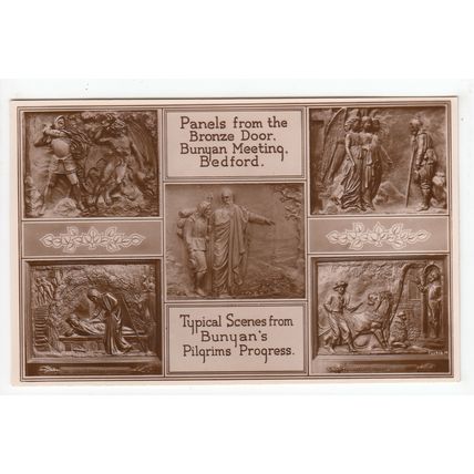 Bronze Door Panels John Bunyan Meeting House Bedford Postcard RP Bedfordshire