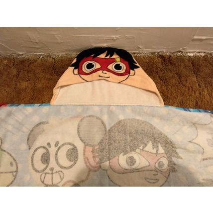 Ryan's World Hooded Towel 25" x 50" Ryan Gus Combo Panda & Moe Monster