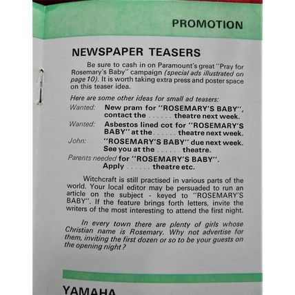 ROSEMARY'S BABY (1973) vintage pressbook ***Mia Farrow, John Cassavetes***