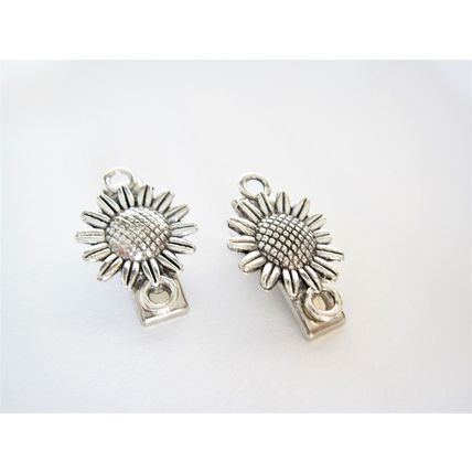 2 extra tiny small silver sunflower metal alligator hair clip for fine thin hair