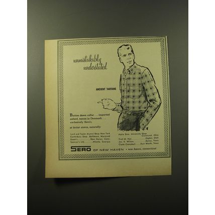 1960 Sero of New Haven Shirt Ad - Unmistakably understated Ancient Tartans