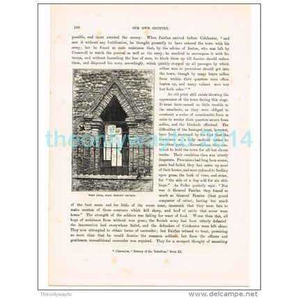 COLCHESTER, WEST DOOR HOLY TRINITY, ESSEX, BOOK ILLUSTRATION (PRINT), 1882