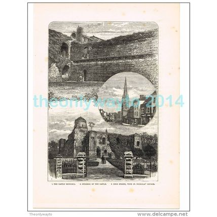 COLCHESTER, SCENES, CASTLE & ST NICHOLAS, ESSEX, BOOK ILLUSTRATION (PRINT), 1882