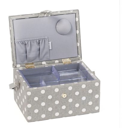 HobbyGift Medium Sewing Box - Grey Spot - Crafts Sewing