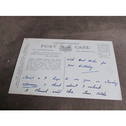 Valentines Postcard - Kings College, Cambridge - Artist Brian Gerald A904